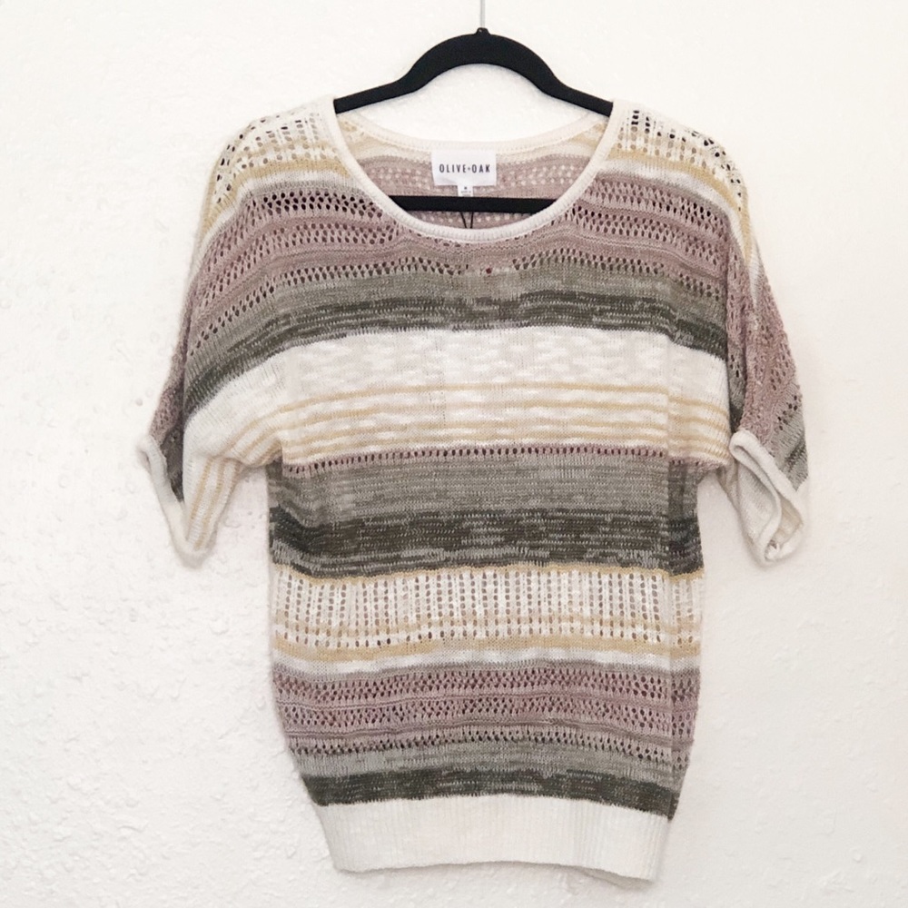 Olive & Oak Stripe Knit Short Sleeve Sweater‎ M